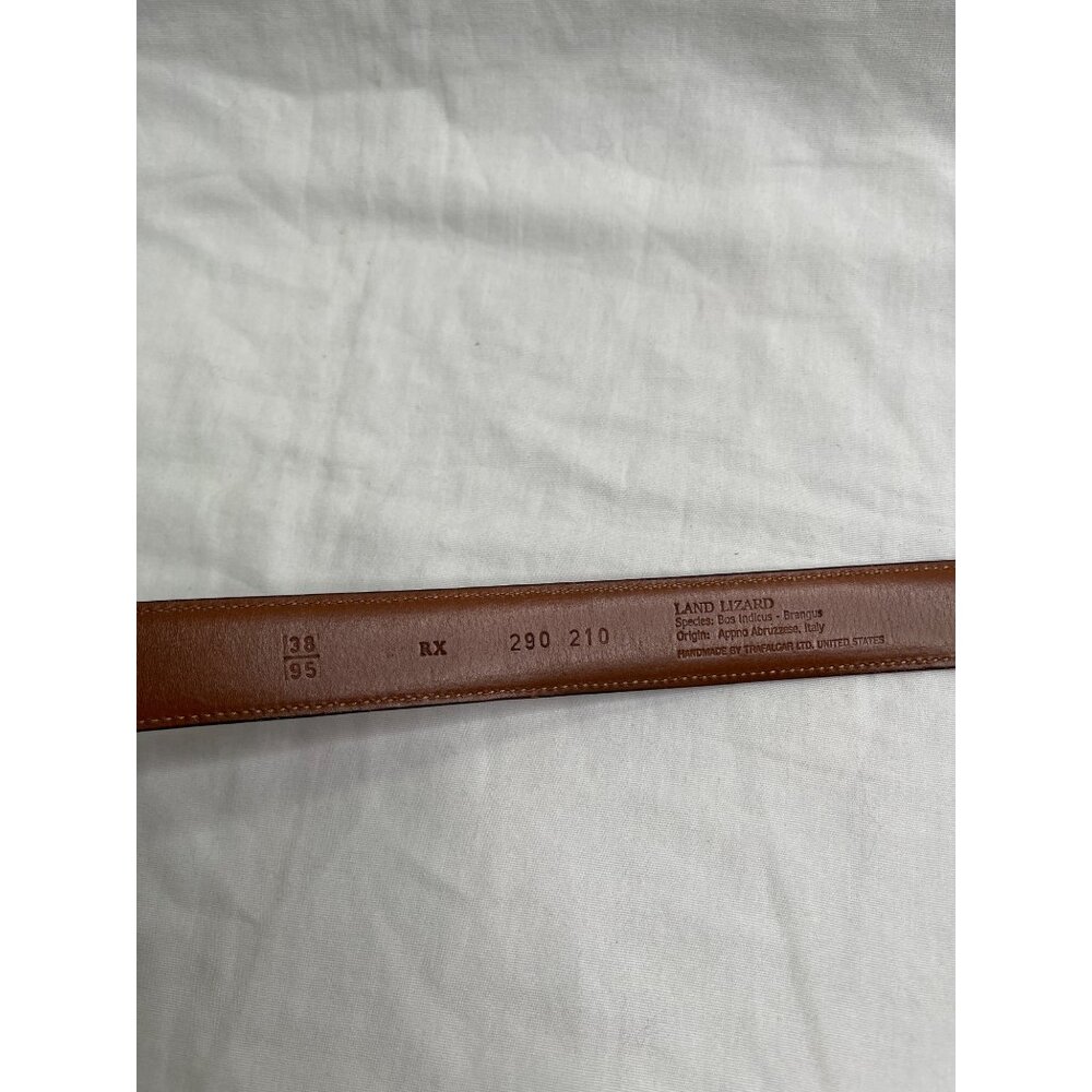 Trafalgar Brown Land Lizard Leather Belt Size 38 Handmade In Italy - Picture 3 of 9